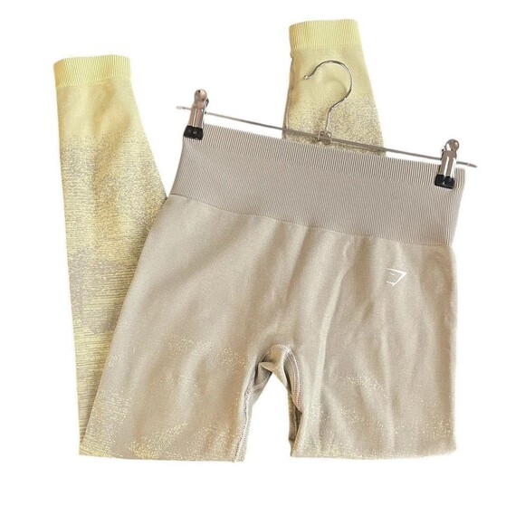 Gymshark Adapt Ombre Seamless Leggings Women's Size S Gray Yellow Workout Gym - Picture 7 of 15